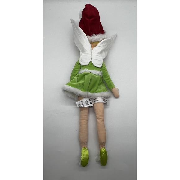 Tinkerbell Disney Christmas Holiday Plush 21" Santa Hat Green Dress 2017 - Picture 3 of 3